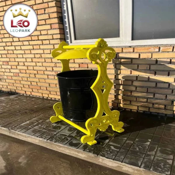 سطل زباله چدنی با گنجایش 60 لیتر با پوشش محافظ رنگ کوره ای