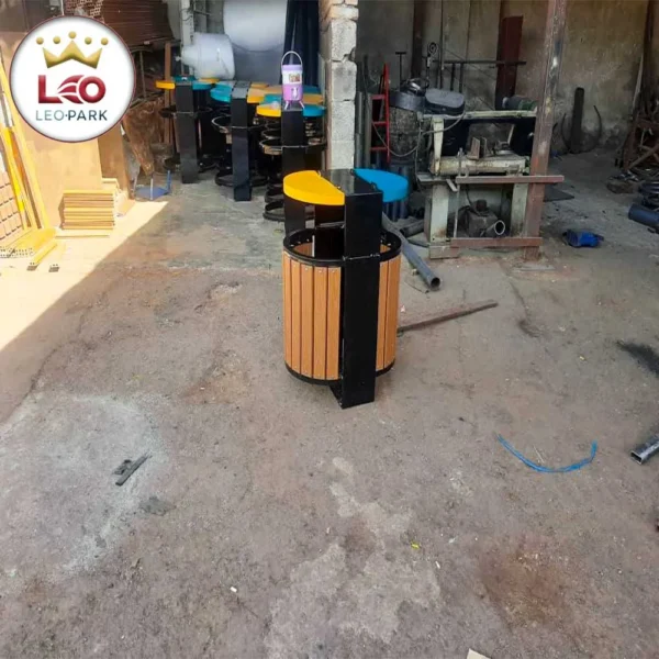 سطل زباله فلزی پارکی با طراحی دوقلو