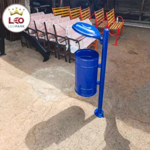 سطل زباله فلزی پارکی با پوشش محافظ رنگ کوره ای