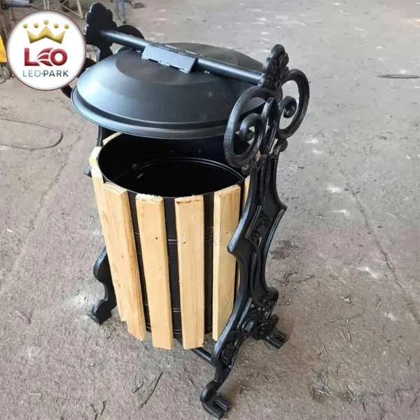 سطل زباله پارکی و شهری از جنس چوب روس
