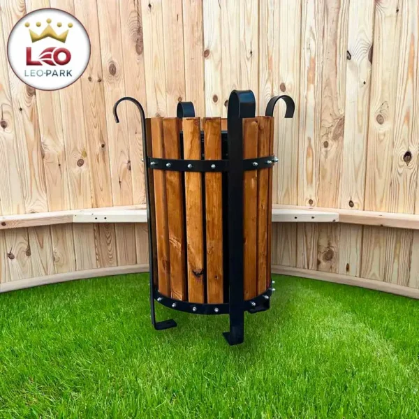 سطل پارکی طرح چوب با پایه فلزی