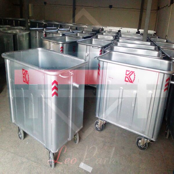 سطل زباله گالوانیزه 660 لیتری چهارگوش