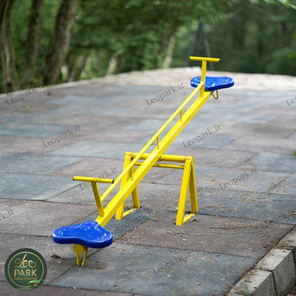 الاکلنگ فلزی پارکی زرد با نشیمنگاه آبی