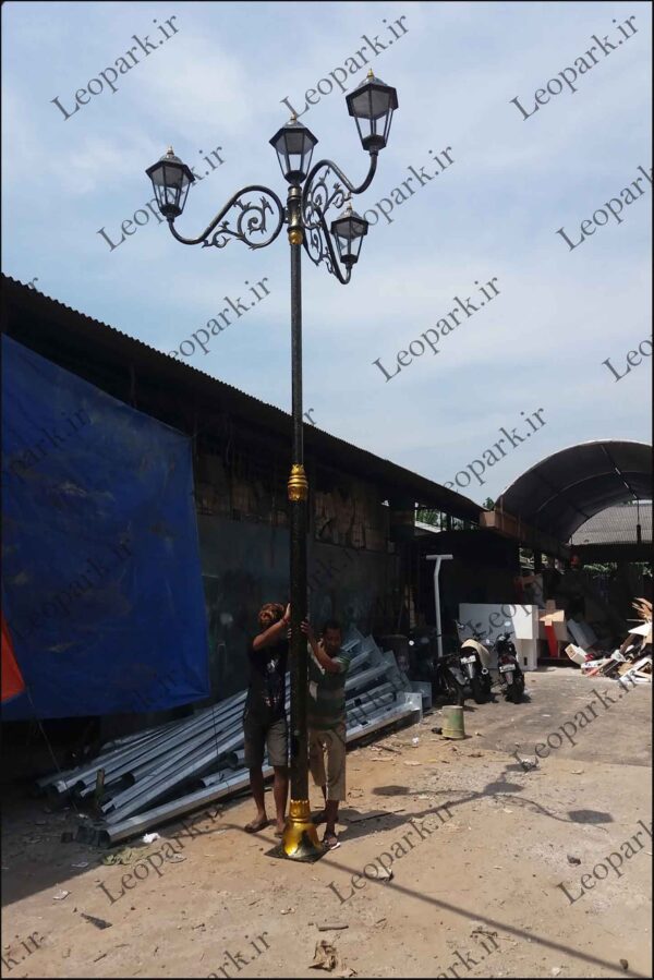 پایه چراغ دکوراتیو 6 متری از جنس فولاد ST37 و پوشش گالوانیزه گرم