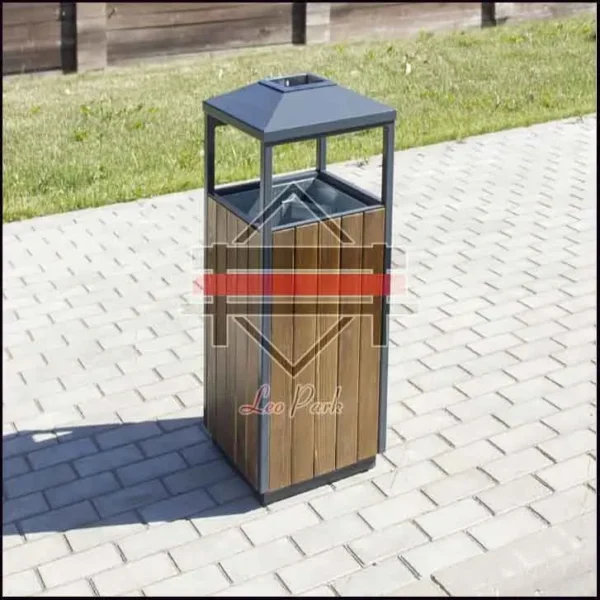 سطل زباله چوبی و فلزی ریلی