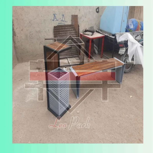 سطل زباله چوبی و فلزی مدل N54