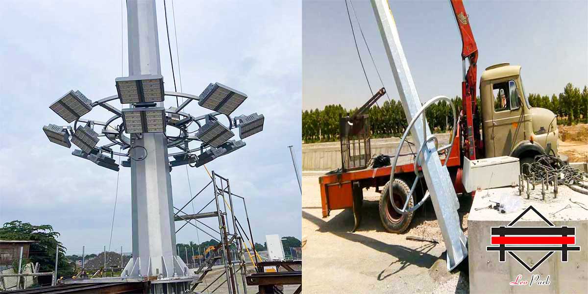 مراحل نصب برج روشنایی 6 متری