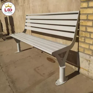 نیمکت فلزی سفید CNC با طراحی مدرن و رنگ کوره‌ای لئو پارک