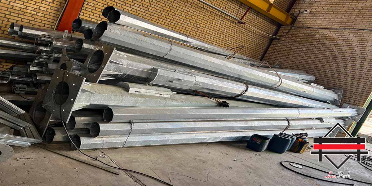 بدنه برج نوری 6 متری از جنس فولاد ST37 و پوشش گالوانیزه گرم