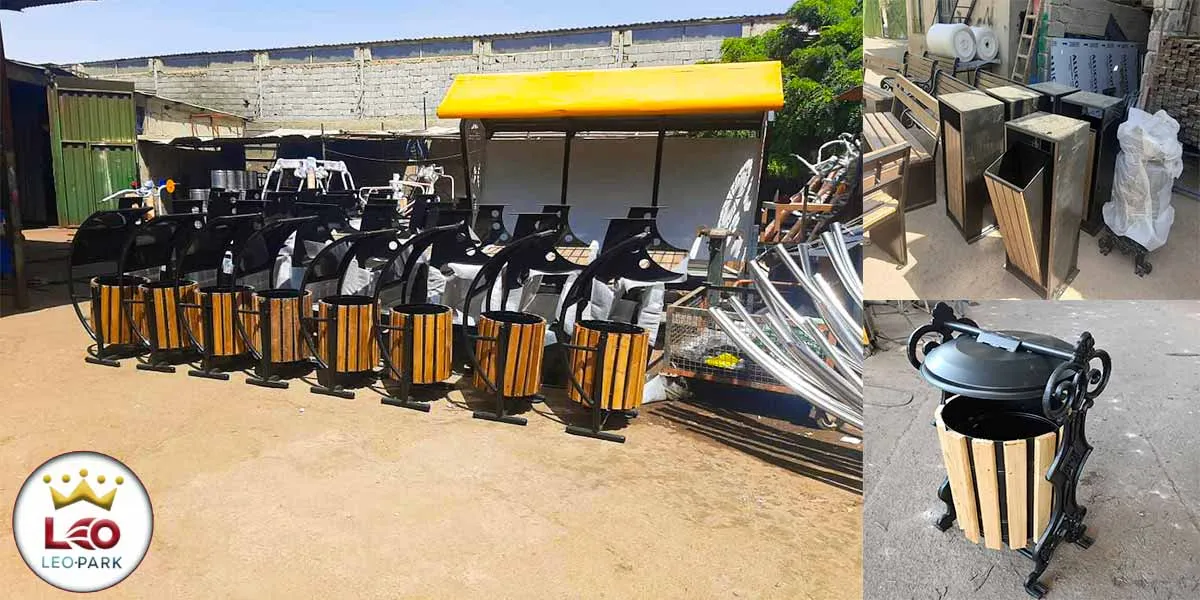 سطل زباله چوبی و فلزی