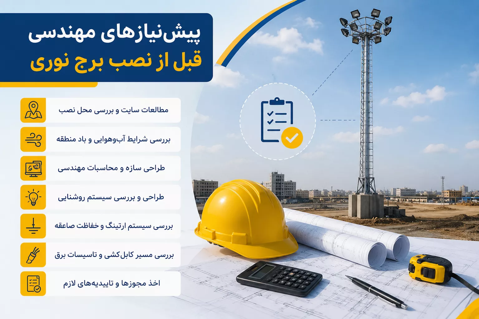 پیشنیازهای مهندسی قبل از نصب برج نوری