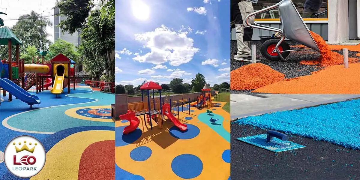 کفپوش درجاریز اجرا شده در پارک