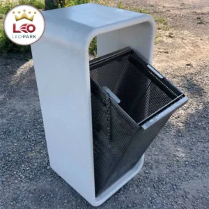 سطل زباله پارکی بتنی با مخزن فلزی
