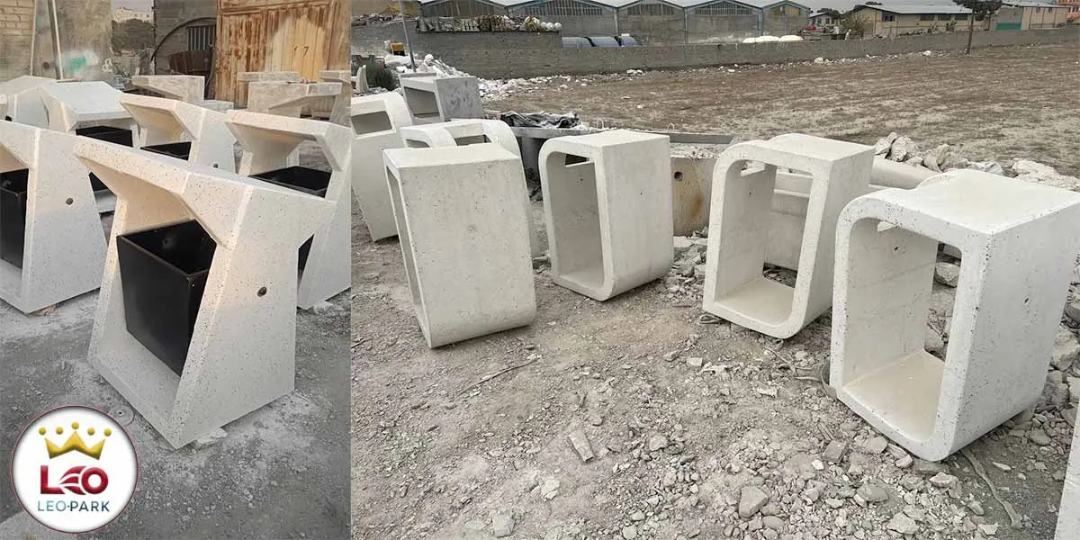 سطل زباله پارکی با بدنه و بارانگیر بتنی