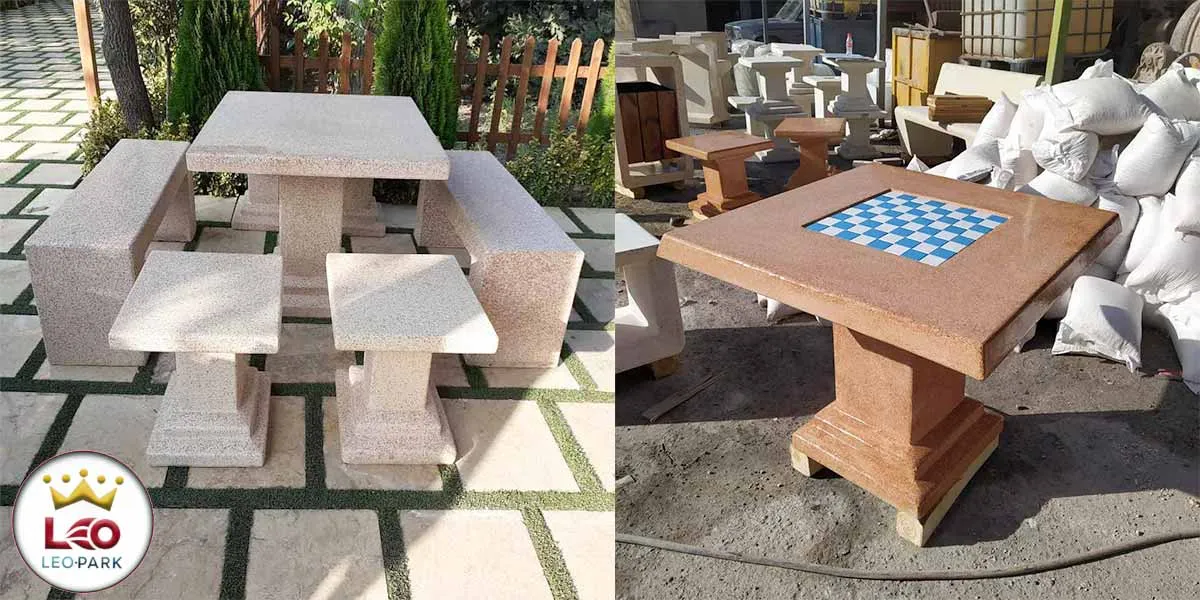 میز شطرنج بتنی ساخته شده از بتن مسلح