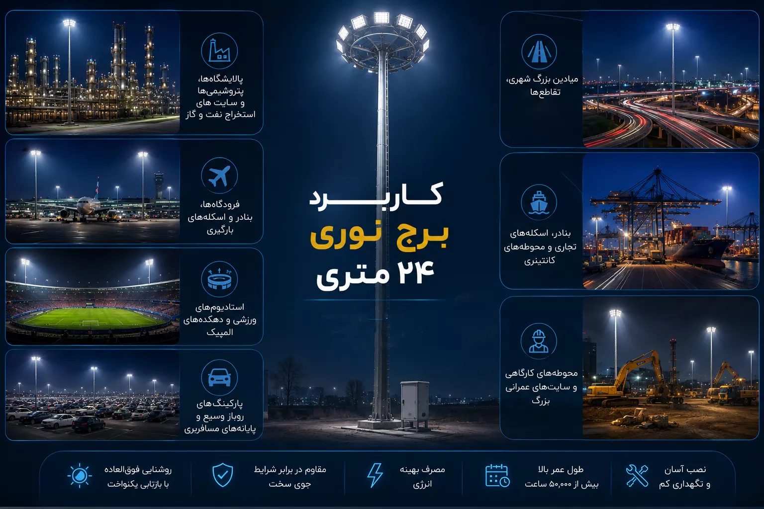 کاربرد برج نوری 24 متری